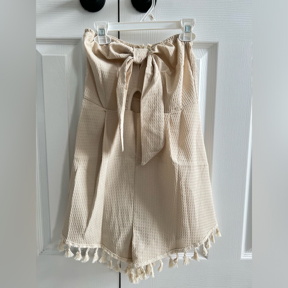 Strapless Romper with Fringe